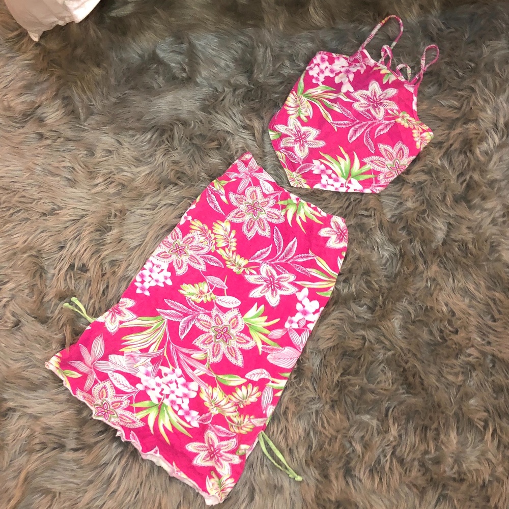 Vintage Tropical Girls Tank and Skirt